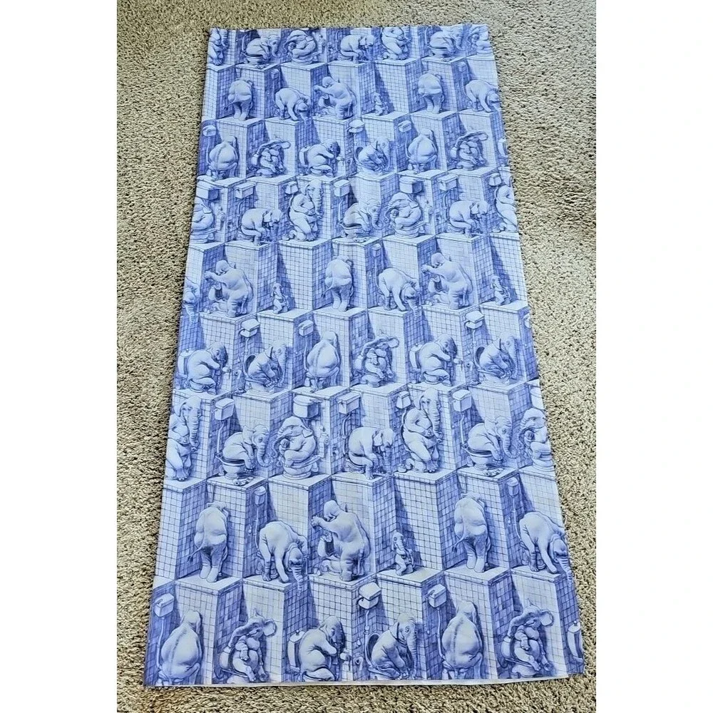 Claus Rye Schierbeck Elephants On Toilets Shower Curtain Bathroom Potty Humor